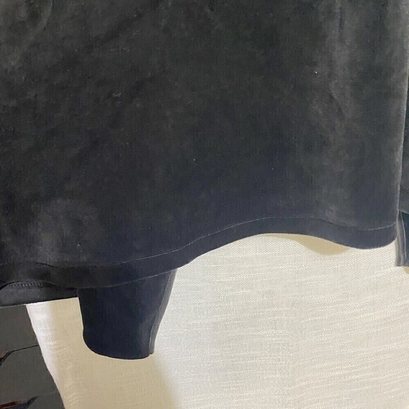 CALVIN KLEIN Black Faux Leather Trim Velour Flyaway Jacket Moto Style Medium - Picture 10 of 10